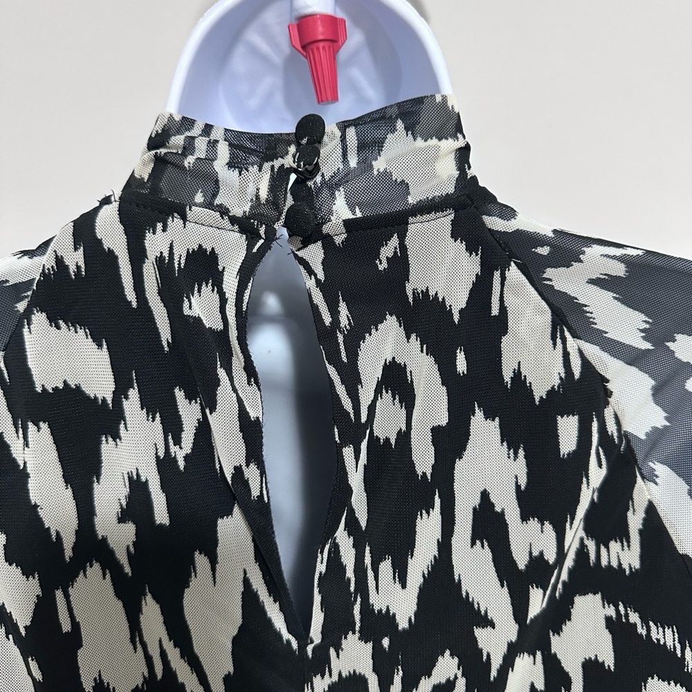 By Anthropologie Long-Sleeve Mock-Neck Printed Slim Midi Dress - Picture 7 of 8